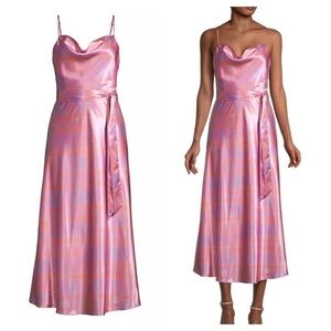 LIKELY / Vittoria Dress cowl neck satin slip midi cocktail violet pink 4